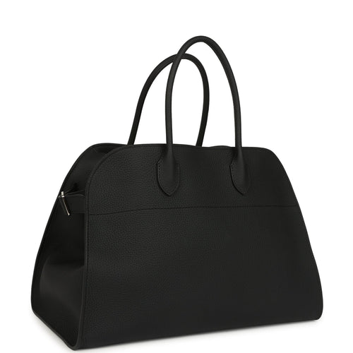 The Row Soft Margaux 15 Bag Black Calfskin Silver Hardware