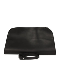 The Row Peggy Clutch Black Saddle Leather Silver Hardware
