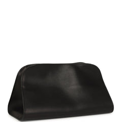 The Row Peggy Clutch Black Saddle Leather Silver Hardware
