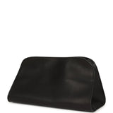 The Row Peggy Clutch Black Saddle Leather Silver Hardware