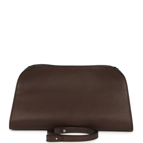 The Row Peggy Clutch Hippo Grey Saddle Leather Silver Hardware