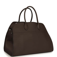 The Row Soft Margaux 15 Bag Deep Brown Calfskin Silver Hardware