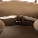 The Row Soft Margaux 12 Bag Smoked Taupe Calfskin Silver Hardware