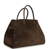 The Row Soft Margaux 15 Bag Nut Brown Suede Silver Hardware