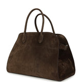 The Row Soft Margaux 15 Bag Nut Brown Suede Silver Hardware