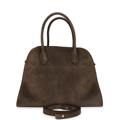 The Row Soft Margaux 12 Bag Nut Brown Suede Silver Hardware