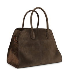 The Row Soft Margaux 12 Bag Nut Brown Suede Silver Hardware