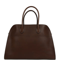 The Row Soft Margaux 15 Deep Brown Saddle Leather Silver Hardware