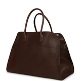 The Row Soft Margaux 15 Deep Brown Saddle Leather Silver Hardware - Thumbnail View 5