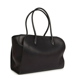 The Row Marlo 14 Tote Bag Black Saddle Silver Hardware