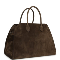The Row Soft Margaux 15 Bag Nut Brown Suede Silver Hardware