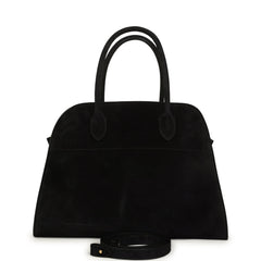 The Row Soft Margaux 12 Bag Black Suede Gold Hardware