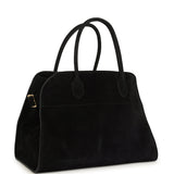 The Row Soft Margaux 12 Bag Black Suede Gold Hardware - Thumbnail View 2