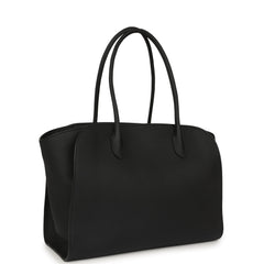 The Row Marlo 14 Tote Bag Black Calfskin Silver Hardware