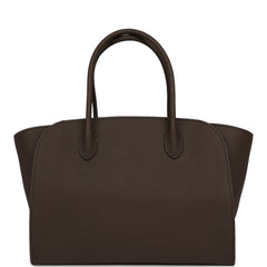 The Row Marlo 12 Tote Bag Deep Brown Calfskin Silver Hardware
