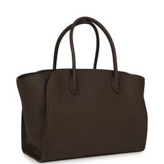 The Row Marlo 12 Tote Bag Deep Brown Calfskin Silver Hardware