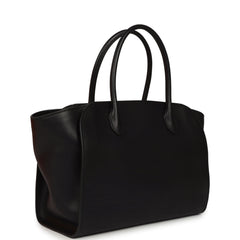 The Row Marlo 12 Tote Bag Black Saddle Silver Hardware