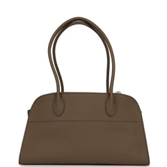 The Row Margaux Shoulder 12 Bag Smoked Taupe Calfskin Silver Hardware