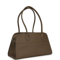 The Row Margaux Shoulder 12 Bag Smoked Taupe Calfskin Silver Hardware