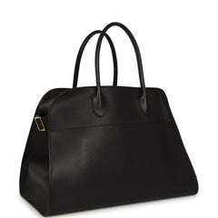 The Row Soft Margaux 15 Bag Black Saddle Gold Hardware