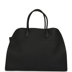 The Row Soft Margaux 17 Bag Black Calfskin Silver Hardware