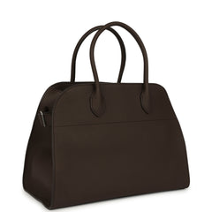 The Row Soft Margaux 12 Bag Deep Brown Calfskin Silver Hardware