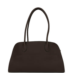 The Row Margaux Shoulder 12 Deep Brown Calfskin Silver Hardware