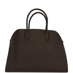 The Row Soft Margaux 15 Bag Deep Brown Calfskin Silver Hardware