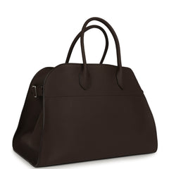 The Row Soft Margaux 15 Bag Deep Brown Calfskin Silver Hardware