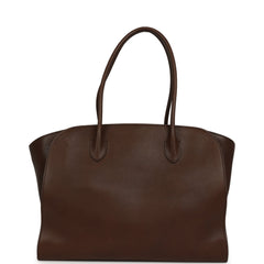 The Row Marlo 14 Tote Bag Deep Brown Saddle Silver Hardware