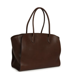 The Row Marlo 14 Tote Bag Deep Brown Saddle Silver Hardware