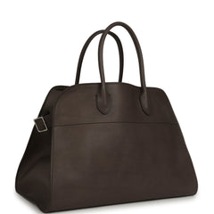 The Row Soft Margaux 15 Mid Grey Saddle Leather Silver Hardware