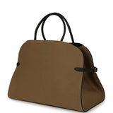The Row Margaux 15 Ceinture Bag Fango Canvas, Black Saddle Gold Hardware - Thumbnail View 5