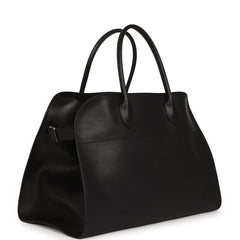 The Row Soft Margaux 15 Bag Black Saddle Gold Hardware