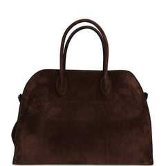 The Row Soft Margaux 15 Bag Mocha Suede Gold Hardware