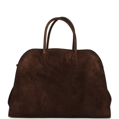 The Row Soft Margaux 15 Bag Mocha Suede Gold Hardware