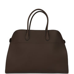 The Row Soft Margaux 17 Bag Deep Brown Calfskin Silver Hardware
