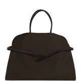 The Row Margaux 17 Ceinture Bag Dark Brown Canvas, Black Saddle Gold Hardware - Thumbnail View 1