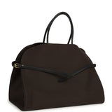 The Row Margaux 17 Ceinture Bag Dark Brown Canvas, Black Saddle Gold Hardware - Thumbnail View 2