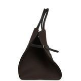 The Row Margaux 17 Ceinture Bag Dark Brown Canvas, Black Saddle Gold Hardware - Thumbnail View 3