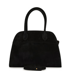 The Row Soft Margaux 10 Bag Black Suede Gold Hardware