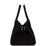 The Row Soft Margaux 10 Bag Black Suede Gold Hardware - Thumbnail View 3