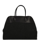 The Row Margaux 17 Bag Black Saddle, Grigio Heavy Felt Silver Hardware - Thumbnail View 4