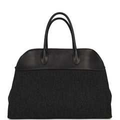 The Row Soft Margaux 15 Bag Black Saddle, Grigio Heavy Felt Silver Hardware