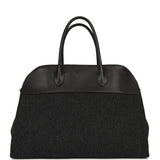 The Row Soft Margaux 15 Bag Black Saddle, Grigio Heavy Felt Silver Hardware - Thumbnail View 1