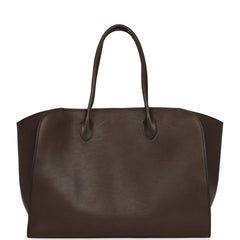 The Row Marlo 17 Tote Bag Walnut Shadow Saddle Leather Silver Hardware