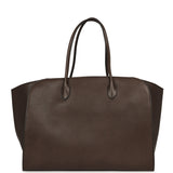 The Row Marlo 17 Tote Bag Walnut Shadow Saddle Leather Silver Hardware - Thumbnail View 4