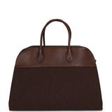 The Row Soft Margaux 15 Bag Brown Saddle, Deep Brown Heavy Felt Silver Hardware - Thumbnail View 1
