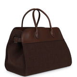 The Row Soft Margaux 15 Bag Brown Saddle, Deep Brown Heavy Felt Silver Hardware - Thumbnail View 2