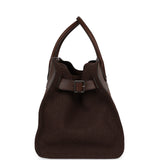 The Row Soft Margaux 15 Bag Brown Saddle, Deep Brown Heavy Felt Silver Hardware - Thumbnail View 3